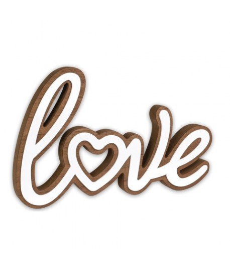 SCRITTA "LOVE" IN LEGNO MARRONE E BIANCO