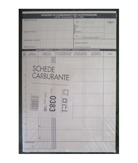 SCHEDA ACQUISTO CARBURANTE OCL 0383 100P