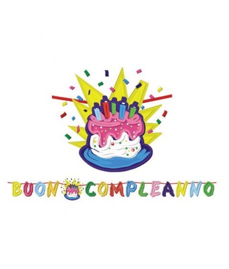 FESTONE SCRITTA BUON COMPLEANNO TORTA