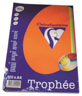 CARTA TROPHEE 80G A4 MIX COL. FLUO 100FF