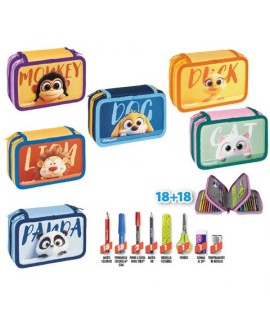 ASTUCCIO 3ZIP 18+18 HAPPY ANIMALS PLK