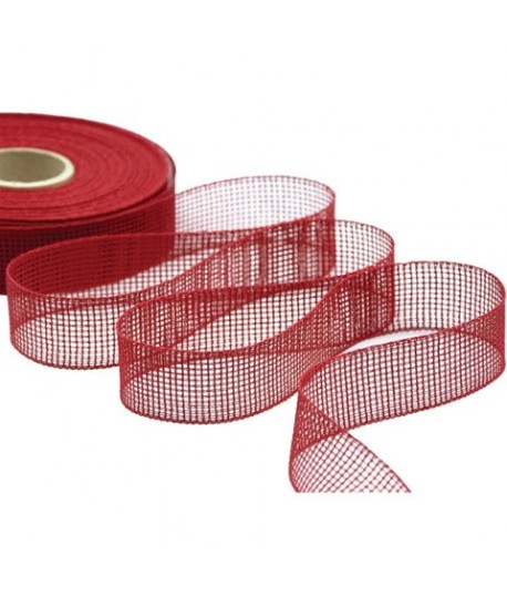 NASTRO GARZA CARTA 100% 25MM ROSSO
