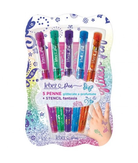 PENNE GLITTER NIJI 5321 5PZ CON STENCIL