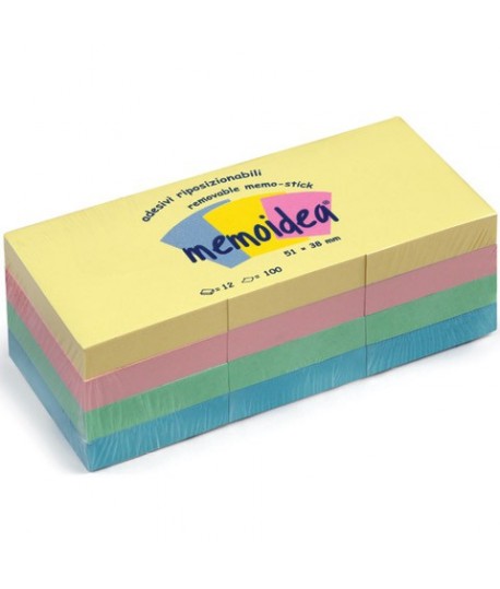 MEMOIDEA NOTES MM51*38 PASTELLO 12PZ