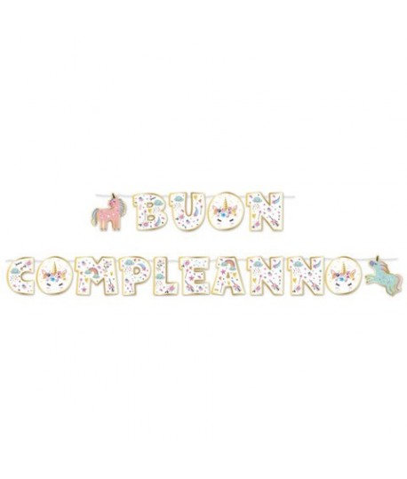 FESTONE SCRITTA BUON COMPLEANNO UNICORNO