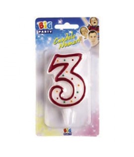CANDELA NUMERO "3"BIG PARTY C/SOSTEGNO