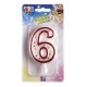 CANDELA NUMERO "6"BIG PARTY C/SOSTEGNO
