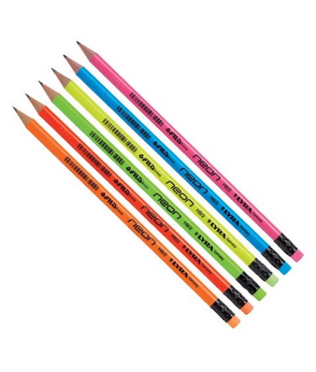 MATITA CON GOMMA LYRA 1290 NEON HB/2