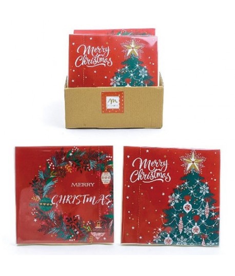 TOVAGLIOLI NATALE 20PZ 33X33 PINO/CORONA