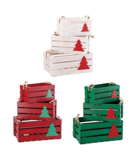 CASSETTE LEGNO NATALE 3PZ 122671