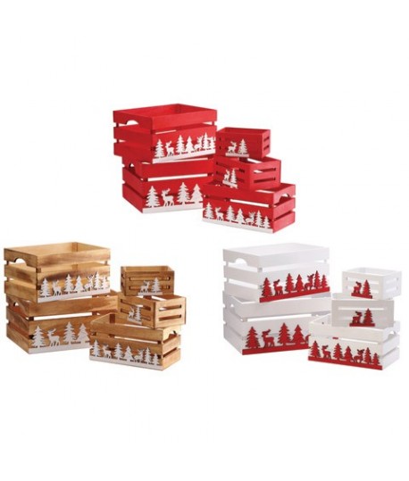 CASSETTE LEGNO NATALE 5PZ 125281