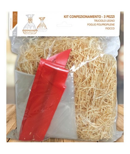 SET CESTO TRUCIOLO LEGNO + NASTRO