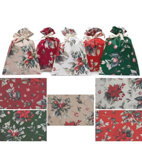 BUSTA PNP CM 25X40 XMAS FLOWER 100PZ