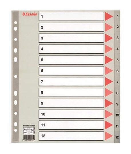 DIVISORI NUMER. 1-12 A4 PLAST.
