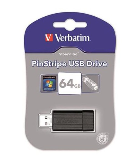 PENDRIVE USB VERBATIM PINSTRIPE 64GB