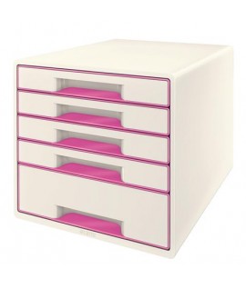 CASSETTIERA LEITZ WOW 5C BIANCO/FUCSIA