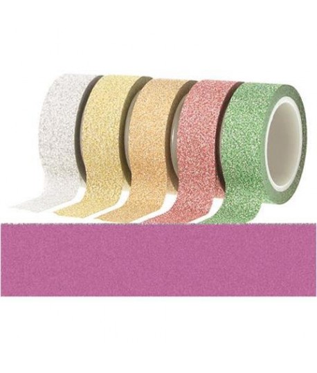 NASTRO ADESIVO GLITTER 15MM 5MT FUCSIA