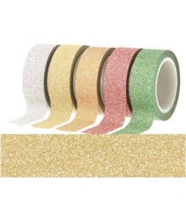 NASTRO ADESIVO GLITTER 15MM 5MT ORO