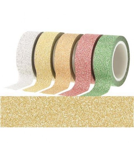 NASTRO ADESIVO GLITTER 15MM 5MT ORO