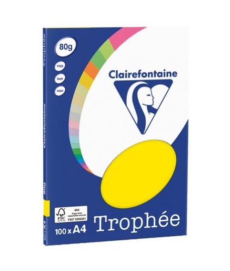 CARTA TROPHEE 80G A4 GIALLO FLUO 100FF