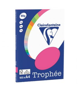 CARTA TROPHEE 80G A4 ROSA FLUO 100FF