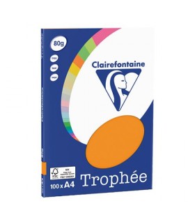 CARTA TROPHEE 80G A4 ARANCIO FLUO 100FF