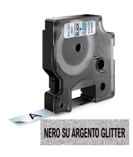 NASTRO DYMO D1 12MM 3M NERO/ARG. GLITTER