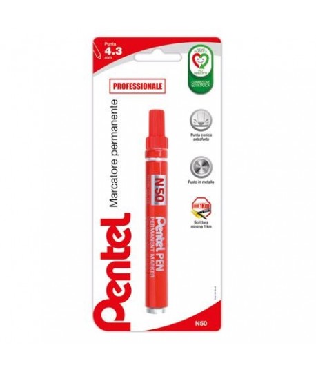 MARCATORE PENTEL N50 P.TONDA ROSSO BL.1