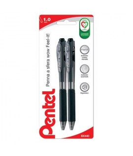 PENNA SFERA PENTEL WOW! BK440 NERO BL.2