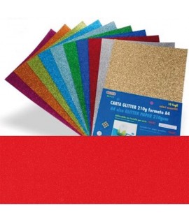 CARTA GLITTER WILER A4 210G ROSSA 10FF