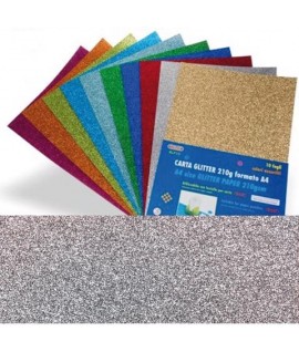 CARTA GLITTER WILER A4 210G ARGENTO 10FF