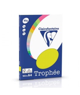 CARTA TROPHEE 80G A4 VERDE FLUO 100FF