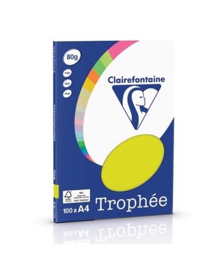 CARTA TROPHEE 80G A4 VERDE FLUO 100FF