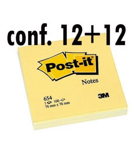 POST-IT 3M 654 MM76X76 GIALLO 12+12PZ